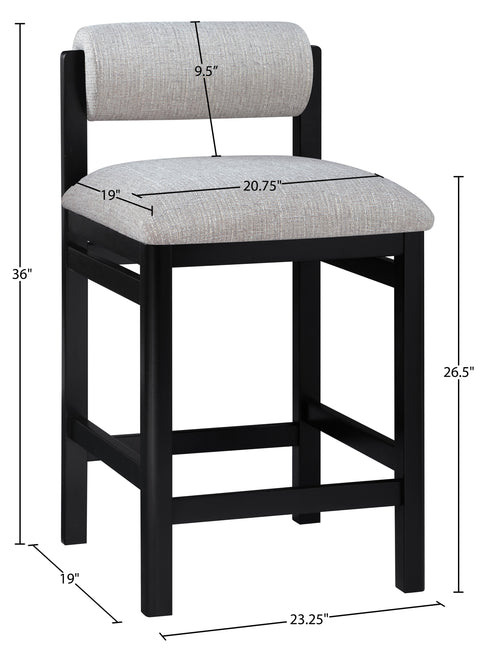 Marlow Grey Linen Textured Fabric Upholstered Counter Stool, 1 Piece