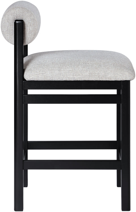 Marlow Grey Linen Textured Fabric Upholstered Counter Stool, 1 Piece