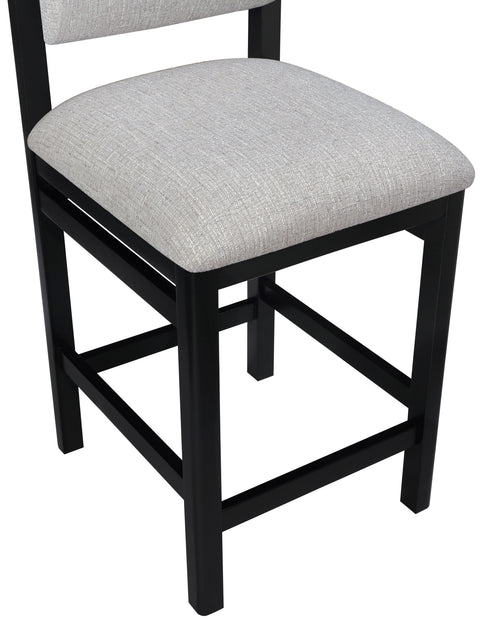 Marlow Grey Linen Textured Fabric Upholstered Counter Stool, 1 Piece
