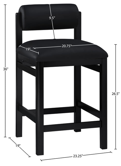 Marlow Black Vegan Leather Upholstered Counter Stool , 1 Piece (Style 2)