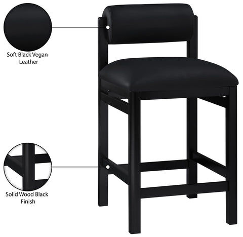 Marlow Black Vegan Leather Upholstered Counter Stool , 1 Piece (Style 2)