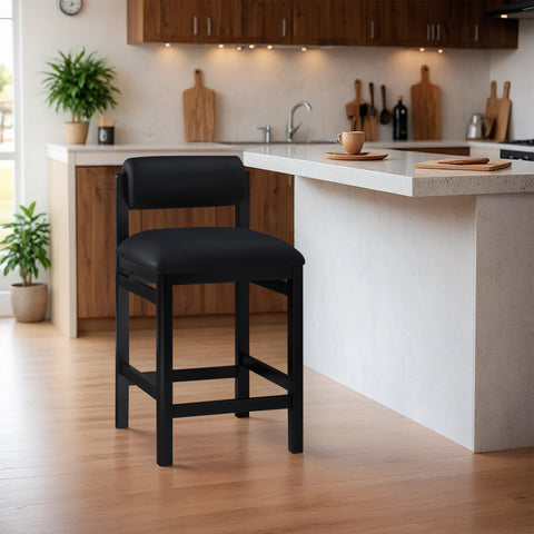 Marlow Black Vegan Leather Upholstered Counter Stool , 1 Piece (Style 2)