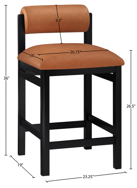Marlow Cognac Vegan Leather Upholstered Counter Stool , 1 Piece (Style 2)