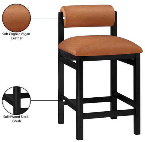 Marlow Cognac Vegan Leather Upholstered Counter Stool , 1 Piece (Style 2)