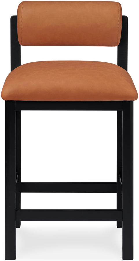 Marlow Cognac Vegan Leather Upholstered Counter Stool , 1 Piece (Style 2)