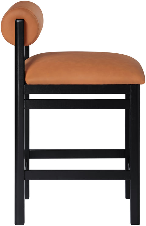 Marlow Cognac Vegan Leather Upholstered Counter Stool , 1 Piece (Style 2)