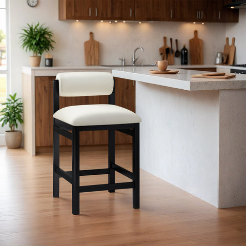 Marlow Cream Vegan Leather Upholstered Counter Stool , 1 Piece (Style 2)