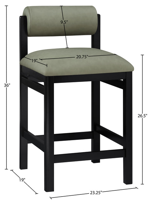 Marlow Green Vegan Leather Upholstered Counter Stool, 1 Piece