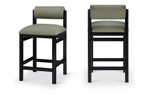 Marlow Green Vegan Leather Upholstered Counter Stool, 1 Piece