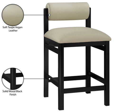 Marlow Taupe Vegan Leather Upholstered Counter Stool, 1 Piece