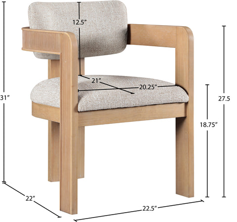 Selene Beige Linen Textured Fabric Upholstered Dining Chair , 2-Piece (Style 1)