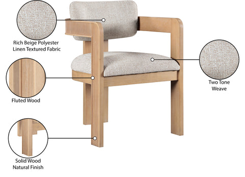 Selene Beige Linen Textured Fabric Upholstered Dining Chair , 2-Piece (Style 1)