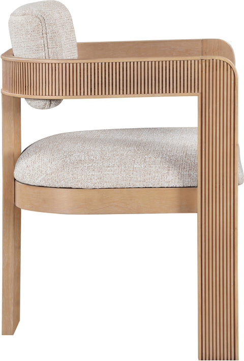 Selene Beige Linen Textured Fabric Upholstered Dining Chair , 2-Piece (Style 1)