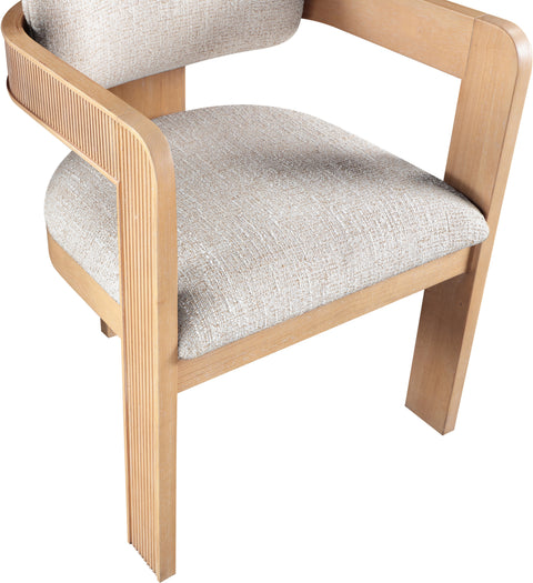 Selene Beige Linen Textured Fabric Upholstered Dining Chair , 2-Piece (Style 1)