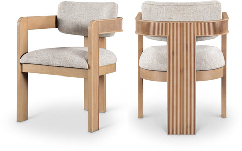 Selene Beige Linen Textured Fabric Upholstered Dining Chair , 2-Piece (Style 1)