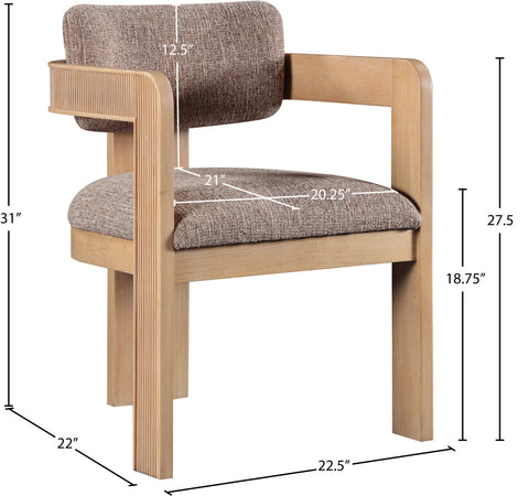 Selene Brown Linen Textured Fabric Upholstered Dining Chair, 2-Piece