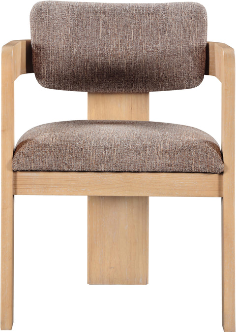 Selene Brown Linen Textured Fabric Upholstered Dining Chair, 2-Piece