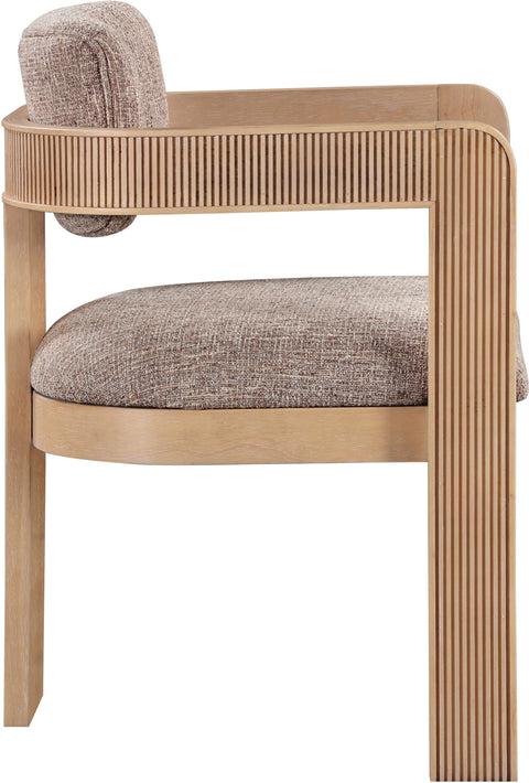 Selene Brown Linen Textured Fabric Upholstered Dining Chair, 2-Piece
