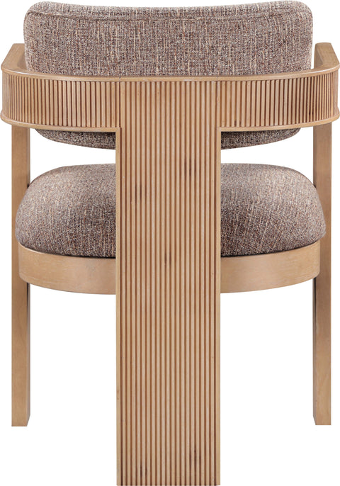 Selene Brown Linen Textured Fabric Upholstered Dining Chair, 2-Piece