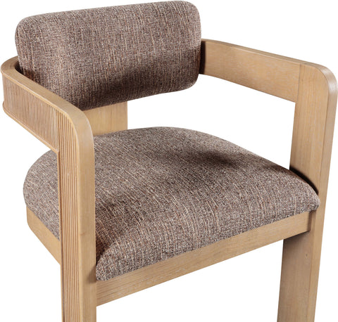 Selene Brown Linen Textured Fabric Upholstered Dining Chair, 2-Piece
