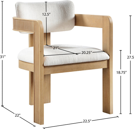 Selene Cream Linen Textured Fabric Upholstered Dining Chair , 2-Piece (Style 1)