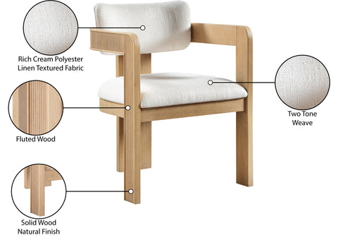 Selene Cream Linen Textured Fabric Upholstered Dining Chair , 2-Piece (Style 1)