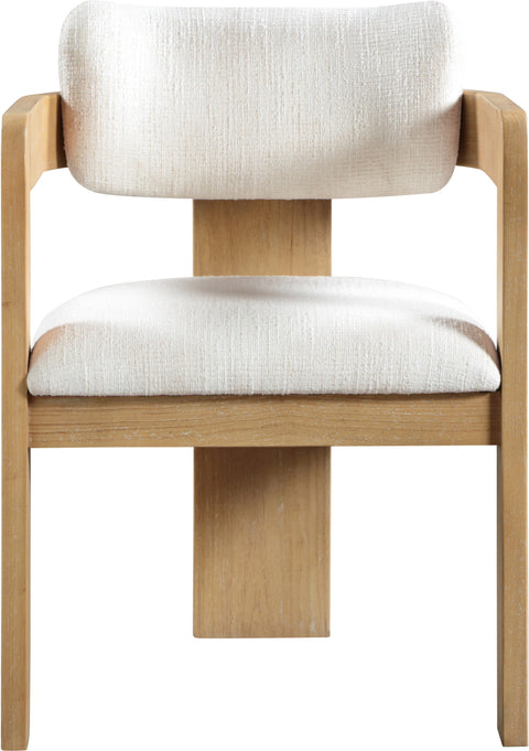 Selene Cream Linen Textured Fabric Upholstered Dining Chair , 2-Piece (Style 1)