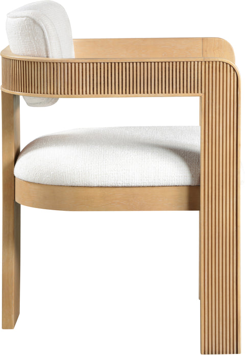 Selene Cream Linen Textured Fabric Upholstered Dining Chair , 2-Piece (Style 1)