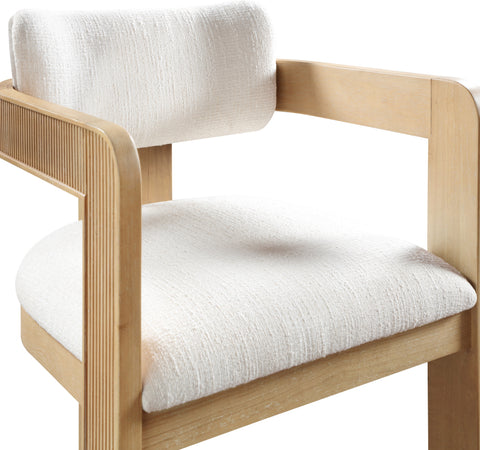 Selene Cream Linen Textured Fabric Upholstered Dining Chair , 2-Piece (Style 1)