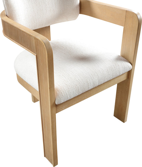 Selene Cream Linen Textured Fabric Upholstered Dining Chair , 2-Piece (Style 1)