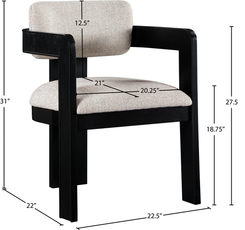 Selene Beige Linen Textured Fabric Upholstered Dining Chair , 2-Piece (Style 2)
