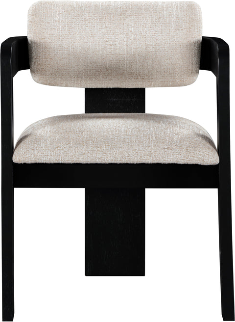 Selene Beige Linen Textured Fabric Upholstered Dining Chair , 2-Piece (Style 2)