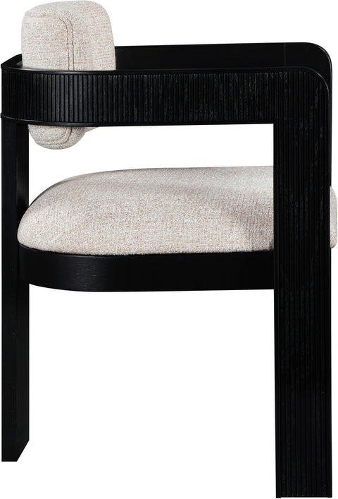 Selene Beige Linen Textured Fabric Upholstered Dining Chair , 2-Piece (Style 2)
