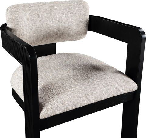Selene Beige Linen Textured Fabric Upholstered Dining Chair , 2-Piece (Style 2)