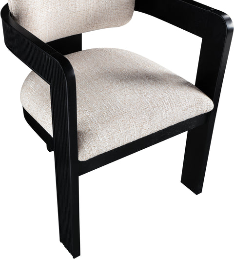 Selene Beige Linen Textured Fabric Upholstered Dining Chair , 2-Piece (Style 2)