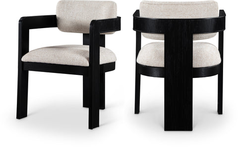 Selene Beige Linen Textured Fabric Upholstered Dining Chair , 2-Piece (Style 2)