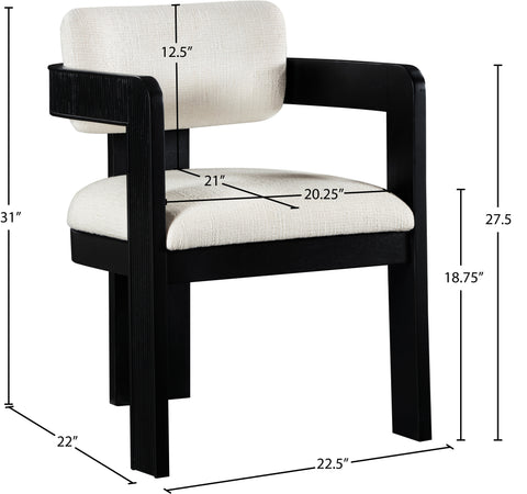 Selene Cream Linen Textured Fabric Upholstered Dining Chair , 2-Piece (Style 2)