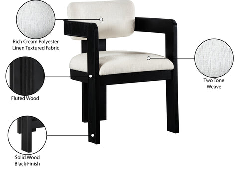 Selene Cream Linen Textured Fabric Upholstered Dining Chair , 2-Piece (Style 2)