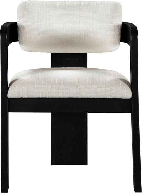 Selene Cream Linen Textured Fabric Upholstered Dining Chair , 2-Piece (Style 2)