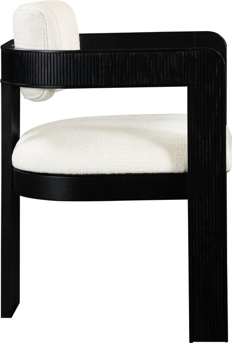 Selene Cream Linen Textured Fabric Upholstered Dining Chair , 2-Piece (Style 2)