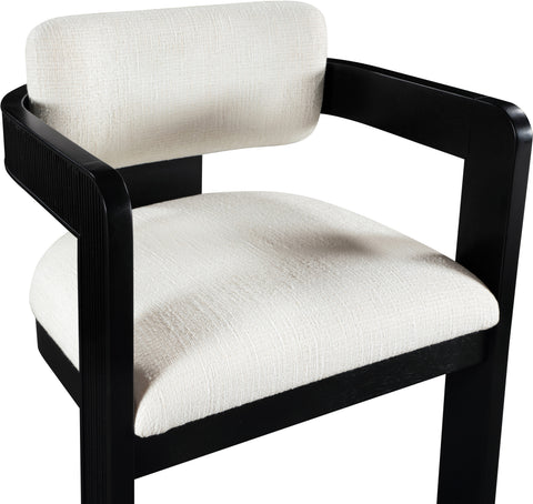 Selene Cream Linen Textured Fabric Upholstered Dining Chair , 2-Piece (Style 2)