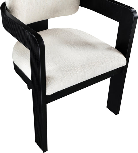 Selene Cream Linen Textured Fabric Upholstered Dining Chair , 2-Piece (Style 2)