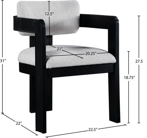 Selene Grey Linen Textured Fabric Upholstered Dining Chair, 2-Piece