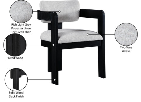 Selene Grey Linen Textured Fabric Upholstered Dining Chair, 2-Piece