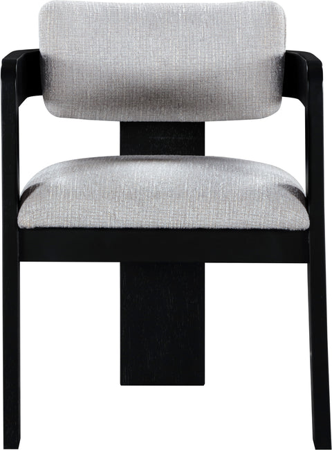 Selene Grey Linen Textured Fabric Upholstered Dining Chair, 2-Piece