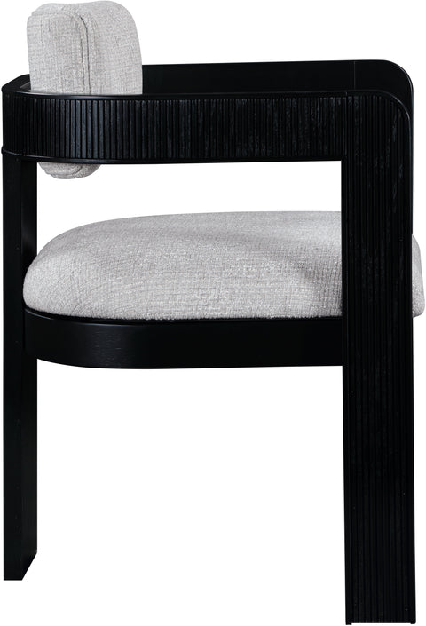 Selene Grey Linen Textured Fabric Upholstered Dining Chair, 2-Piece