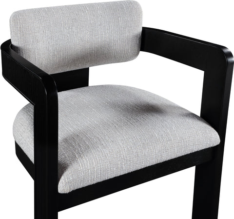 Selene Grey Linen Textured Fabric Upholstered Dining Chair, 2-Piece