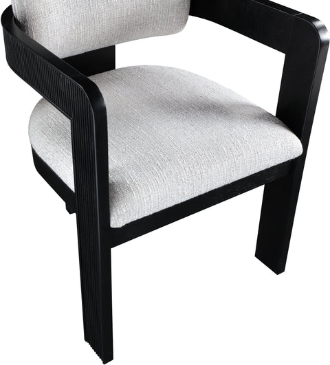 Selene Grey Linen Textured Fabric Upholstered Dining Chair, 2-Piece