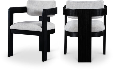 Selene Grey Linen Textured Fabric Upholstered Dining Chair, 2-Piece