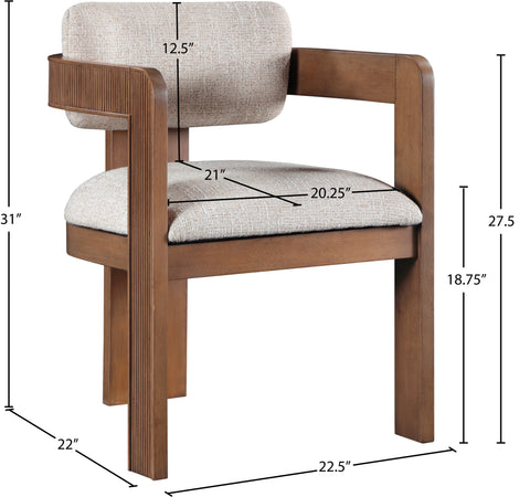 Selene Beige Linen Textured Fabric Upholstered Dining Chair , 2-Piece (Style 3)